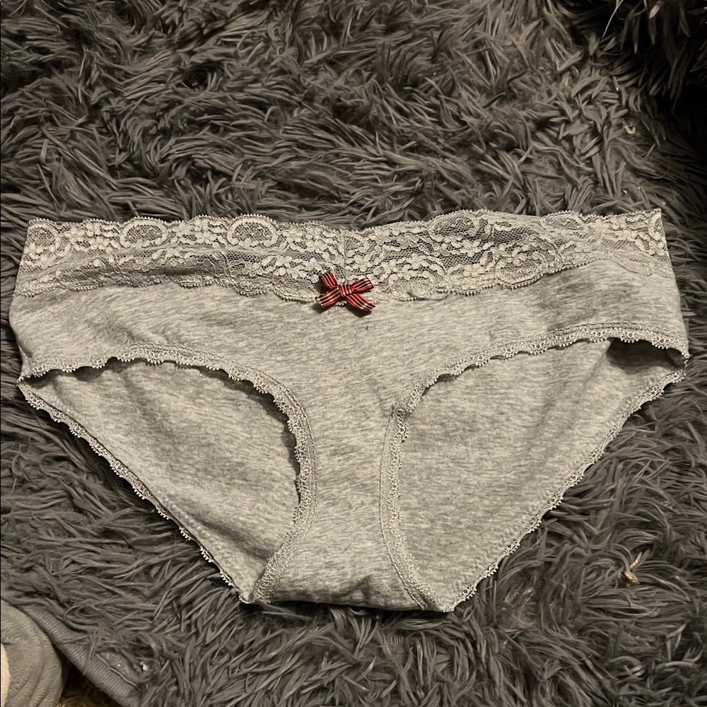Gray Lace Trim Women's Panties